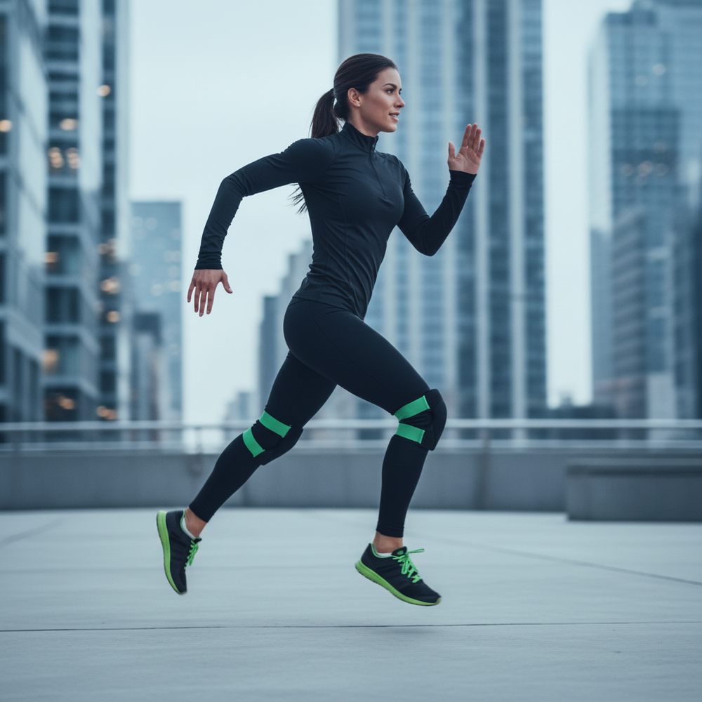 Woman Running Urban Background